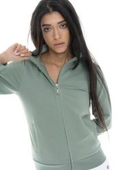 Bluza z bawełna z zamek błyskawiczny na co dzień. Niebieskie bluzy LEONE 1947 APPAREL, s, bez wzorów, z bawełny, bez ramiączek, bez kaptura. Za 328.38 zł.