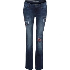 Dżinsy z łatami STRAIGHT bonprix ciemny denim. Jeansy marki bonprix. Za 129.99 zł.