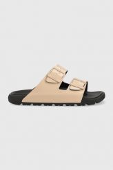 BOSS klapki Surfley damskie kolor beżowy 50481874. Brązowe klapki Boss, bez wzorów, z gumy, bez obcasa, bez zapięcia. Za 429.99 zł.