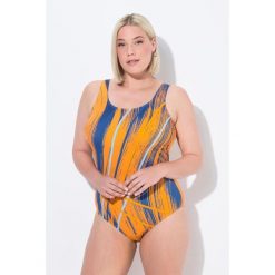 Damski Strój kąpielowy fale lamówka bez miękkich miseczek okrągły dekolt. Brązowe stroje jednoczęściowe Ulla Popken, bez wzorów, z elastanu, sportowe. W wyprzedaży za 159.99 zł.