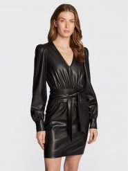 TWINSET Sukienka z imitacji skóry 222TT2010 Czarny Regular Fit. Czarne sukienki Twinset, bez wzorów, ze skóry, bez kołnierzyka, bez ramiączek. Za 1,129.00 zł.