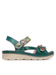 Laura Vita Sandały Dorry 21 Niebieski. Niebieskie sandały LAURA VITA, bez wzorów, ze skóry, bez obcasa, na płaskiej podeszwie, bez zapięcia. Za 389.99 zł.