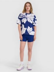 4F Spodenki dresowe z dzianiny waflowej damskie - granatowe XL. Niebieskie szorty 4f, bez wzorów, z bawełny, sportowe. W wyprzedaży za 49.99 zł.