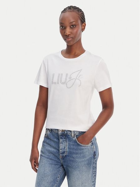 Liu Jo T-Shirt WA6491 JS923 Biały Regular Fit. Białe t-shirty Liu Jo, l, bez wzorów, z bawełny, bez kołnierzyka, bez ramiączek. Za 259.99 zł.