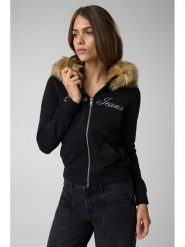 Guess Jeans Bluza 184164 Czarny Classic Fit. Czarne bluzy Guess Jeans, xl, z aplikacjami, z jeansu, bez kaptura. Za 519.99 zł.
