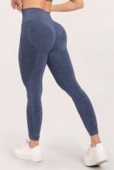 Legginsy fitness damskie Gym Glamour seamless. Niebieskie legginsy GYM GLAMOUR, bez wzorów, z materiału, glamour. Za 169.99 zł.