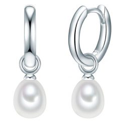 Valero Pearls Srebrne kolczyki kreole srebro wysokiej próby Perła hodowlana słodkowodna srebrny Kolczyki koła 1 ct Damski. Szare kolczyki Valero Pearls, z perłą, srebrne. Za 389.99 zł.