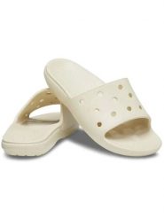 Crocs Klapki "Classic" w kolorze kremowym rozmiar: 42/43. Brązowe klapki Crocs, bez wzorów, klasyczne, z otwartym noskiem, bez obcasa, bez zapięcia. Za 92.95 zł.