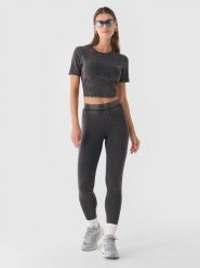 4F Legginsy dzianinowe damskie - czarne XS. Czarne legginsy 4f, bez wzorów, z bawełny, sportowe. W wyprzedaży za 39.99 zł.