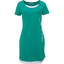 Sukienka z nadrukiem, krótki rękaw bonprix szmaragdowy. Sukienki marki bonprix. Za 44.99 zł.