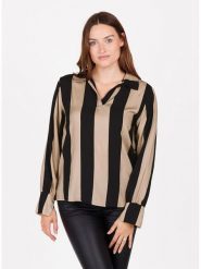 KEY LARGO Bluzka "Referee" w kolorze czarno-beżowym rozmiar: S. Brązowe bluzki KEY LARGO, s, bez wzorów, z wiskozy, bez kołnierzyka, bez ramiączek. Za 92.64 zł.