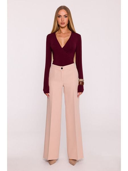 Made of emotion Spodnie w kolorze beżowym rozmiar: S. Brązowe spodnie materiałowe Made Of Emotion, bez wzorów, z materiału, z podwyższonym stanem. Za 179.99 zł.