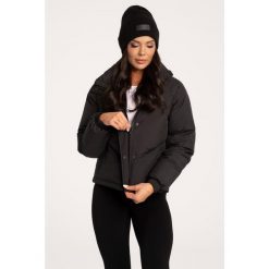Kurtka puchowa damska Gym Glamour. Czarne kurtki GYM GLAMOUR, l, bez wzorów, z puchu, glamour, bez kaptura. Za 499.99 zł.