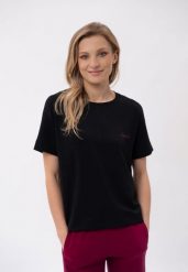 Gładki t-shirt, Comfort Fit, T-YES. Czarne t-shirty Volcano, l, bez wzorów, z elastanu, bez kołnierzyka, bez ramiączek. Za 89.99 zł.