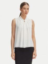 Rinascimento Bluzka CFC0127646003 Biały Regular Fit. Białe bluzki Rinascimento, s, bez wzorów, z syntetyku, bez kołnierzyka, bez ramiączek. Za 399.99 zł.