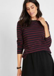 Bluzka z długim rękawem i dekoltem w łódkę (2 szt.). Czarne bluzki bonprix, bez wzorów, bez kołnierzyka, bez ramiączek. Za 119.99 zł.