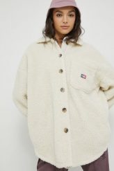 Tommy Jeans koszula damska kolor beżowy relaxed z kołnierzykiem klasycznym. Brązowe koszule Tommy Jeans, l, bez wzorów, z jeansu, klasyczne, bez kołnierzyka, bez ramiączek. Za 699.99 zł.