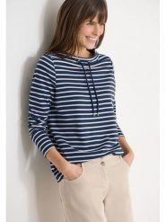 Cecil Bluza w kolorze granatowo-białym rozmiar: XL. Niebieskie bluzy Cecil, xl, bez wzorów, bez kaptura. Za 96.60 zł.