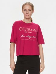 Guess T-Shirt V4RI01 I3Z14 Różowy Boxy Fit. Czerwone t-shirty Guess, xs, z aplikacjami, z bawełny, bez kołnierzyka, bez ramiączek. Za 49.99 zł.