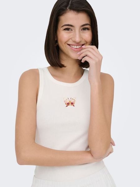 JDY Top "Tulle Life" w kolorze białym rozmiar: S. Białe topy JDY, s, bez wzorów, z bawełny, bez kołnierzyka, bez ramiączek. Za 56.95 zł.