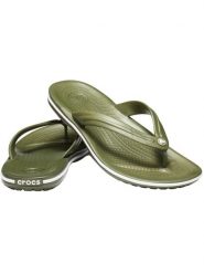 Japonki Dla Dorosłych Crocs Crocband 11033 Flip. Zielone japonki Crocs, bez wzorów, z materiału. Za 118.99 zł.