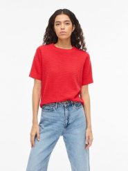 Vila Sweter "Vilollo" w kolorze czerwonym rozmiar: XL. Czerwone swetry Vila, xl, bez wzorów, z bawełny, bez ramiączek. Za 88.23 zł.