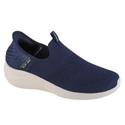 Buty sportowe Sneakersy damskie, Slip-Ins Ultra Flex 3.0 Smooth Step. Czarne buty sportowe lifestyle Skechers, bez wzorów, bez zapięcia, trekkingowe. Za 349.99 zł.