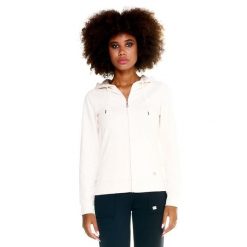 Damska bluza Leone z kapturem Basic zapinanym na zamek na całej długości. Białe bluzy z kapturem LEONE 1947 APPAREL, l, bez wzorów, z tkaniny, z kapturem, na fitness i siłownię. W wyprzedaży za 167.70 zł.