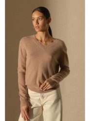 Perfect Cashmere Kaszmirowy sweter "Kalie" w kolorze beżowym rozmiar: M. Brązowe swetry Perfect Cashmere, m, bez wzorów, z kaszmiru, bez ramiączek. Za 347.99 zł.