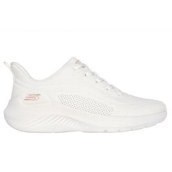 Buty Skechers Bobs Squad Waves - Just Wading 117485 białe. Białe buty treningowe bez wzorów, bez zapięcia. Za 436.24 zł.