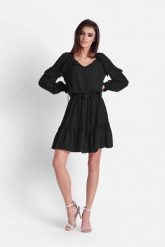 Czarna Zwiewna Szyfonowa Sukienka w Stylu Boho. Czarne sukienki Ivon, xs, bez wzorów, z materiału, boho, bez kołnierzyka, bez ramiączek. Za 239.90 zł.