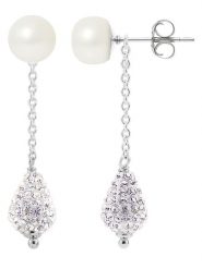 Pearl Addict Srebrne kolczyki-wkrętki z perłami i kryształami rozmiar: onesize. Białe kolczyki Pearl Addict, z kryształem, srebrne. Za 173.99 zł.