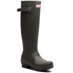 Kalosze Hunter. Zielone kalosze Hunter, bez wzorów, bez zapięcia. Za 409.99 zł.
