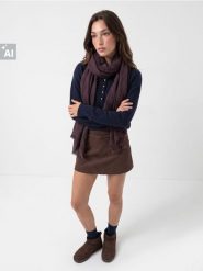 Gładki szalik z domieszką wełny - brązowy. Brązowe szaliki i kominy Sinsay, bez wzorów, z wełny. Za 25.99 zł.