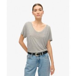 T-shirt Studios Slub Emb Vee Tee od SUPERDRY. Szare t-shirty Superdry, bez wzorów, eleganckie, bez kołnierzyka, bez ramiączek. Za 107.40 zł.