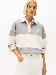Tommy Hilfiger bluza polo Kobiety szary|biały, L. Białe bluzy bez kaptura Tommy Hilfiger, l, bez wzorów, bez kaptura. Za 379.95 zł.