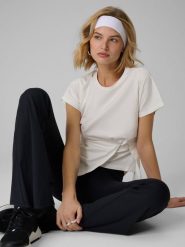 4F T-shirt slim z marszczeniem damski - biały L. Białe t-shirty 4f, l, bez wzorów, z dzianiny, klasyczne, bez kołnierzyka, bez ramiączek. Za 89.99 zł.