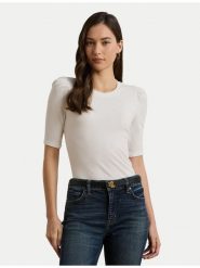 LAUREN RALPH LAUREN Bluzka 200902618006 Biały Slim Fit. Białe bluzki Lauren Ralph Lauren, xl, bez wzorów, z bawełny, bez kołnierzyka, bez ramiączek. Za 259.99 zł.