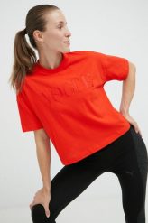 Puma t-shirt bawełniany x VOGUE kolor czerwony. Czerwone t-shirty Puma, m, z aplikacjami, z bawełny, bez kołnierzyka, bez ramiączek. W wyprzedaży za 109.99 zł.