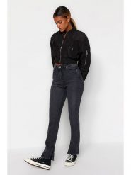 Trendyol Dżinsy - Skinny fit - w kolorze antracytowym rozmiar: 38. Czarne jeansy Trendyol, bez wzorów, klasyczne, z podwyższonym stanem. Za 118.84 zł.
