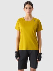 4F Koszulka rowerowa szybkoschnąca damska - żółta M. Żółte t-shirty sportowe 4f, l, bez wzorów, z dzianiny, bez ramiączek, rowerowe. W wyprzedaży za 59.99 zł.