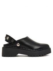 Guess Klapki FLTWNE ELE01 Czarny. Czarne klapki Guess, z aplikacjami, ze skóry, bez obcasa, bez zapięcia. Za 584.99 zł.