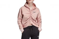 Adidas Ruched Hoodie, damska bluza. Czerwone bluzy z kapturem adidas, bez wzorów, z bawełny, z kapturem, na fitness i siłownię. Za 198.75 zł.