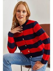 Bianco Lucci Kardigan w kolorze czerwono-granatowym rozmiar: onesize. Czerwone swetry Bianco Lucci, bez wzorów, bez ramiączek. Za 82.64 zł.