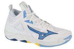 Buty do siatkówki unisex, Wave Momentum 3 Mid. Białe buty treningowe Mizuno, bez wzorów, z materiału, bez zapięcia, do siatkówki, mizuno wave. Za 697.25 zł.