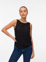 Vero Moda Top w kolorze czarnym rozmiar: L. Czarne topy Vero Moda, l, bez wzorów, bez kołnierzyka, bez ramiączek. Za 61.75 zł.