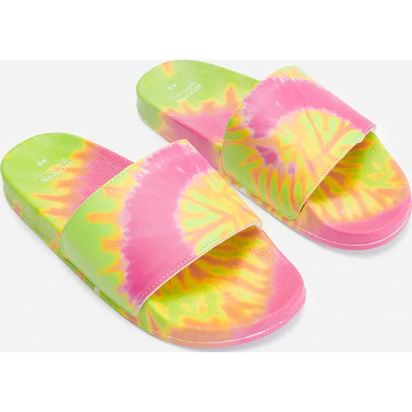Klapki w stylu tie-dye - Żółty. Żółte klapki House, bez wzorów, bez obcasa, bez zapięcia. Za 69.99 zł.
