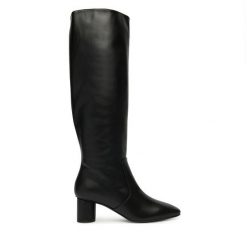 Kozaki Pollini. Czarne kozaki Pollini, bez wzorów, bez obcasa, na słupku, bez zapięcia. Za 2,799.00 zł.