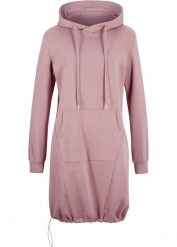 Sukienka dresowa z mieszanki bawełny. Brązowe sukienki bonprix, bez wzorów, z bawełny, bez kołnierzyka, bez ramiączek. Za 97.99 zł.