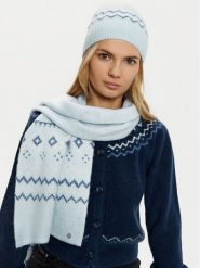 Guess Komplet czapka i komin W5PZ18 Z3LQ0 Niebieski Regular Fit. Niebieskie czapki zimowe Guess, na zimę, z aplikacjami, z materiału. Za 409.99 zł.